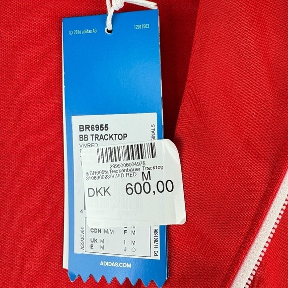 NWT ADIDAS Originals Beckenbaur Vivid Red Track Jacket Size Medium - Picture 10 of 13